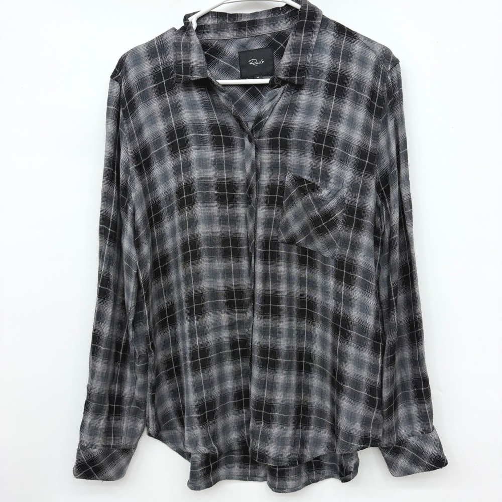 Rails Hunter Plaid Button Down Shirt Charcoal Twilight Womens Size Medium Grey